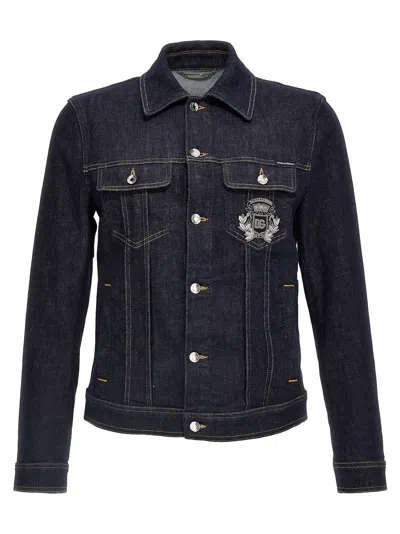 Dolce & Gabbana Logo Denim Jacket Casual Jackets And Parka In Blue