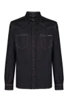 Dolce & Gabbana Denim Shirt Collar Button-down In Navy