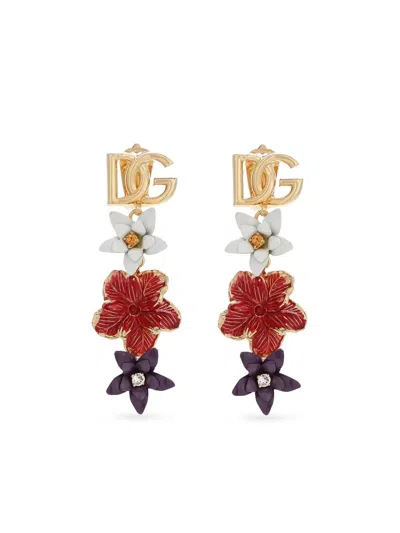 Dolce & Gabbana Logo-detail Drop Earrings In Gold