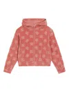 Dolce & Gabbana Girl's Interlocked Dg Velvet Hoodie In Pink