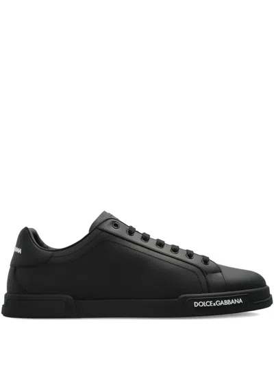Dolce & Gabbana Logo-detail Lace-up Sneakers In Black