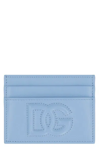 Dolce & Gabbana Logo Detail Leather Card Holder In Blue