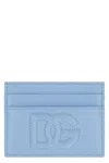 Dolce & Gabbana Logo Detail Leather Card Holder In Light Blue