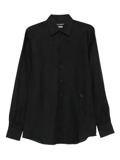 Dolce & Gabbana Logo-detail Long-sleeve Shirt In Black