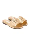 Dolce & Gabbana Logo-detail Metallic-effect Sandals In Nude