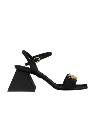 Dolce & Gabbana Logo-detail Open-toe Sandals In Black