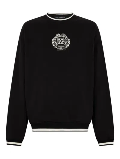 Dolce & Gabbana Logo-detail Ribbed-knit Sweater In Black