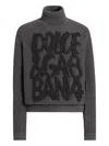 Dolce & Gabbana Ribbed Texture Wool Turtleneck Sweater In Gray