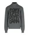 Dolce & Gabbana Ribbed Texture Wool Turtleneck Sweater In Gray