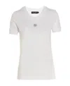 Dolce & Gabbana White T-shirt With Dg Logo On The Front Finished With Rhinestones In White