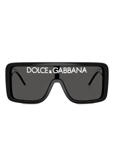 DOLCE & GABBANA LOGO-DETAIL SQUARE-FRAME SUNGLASSES