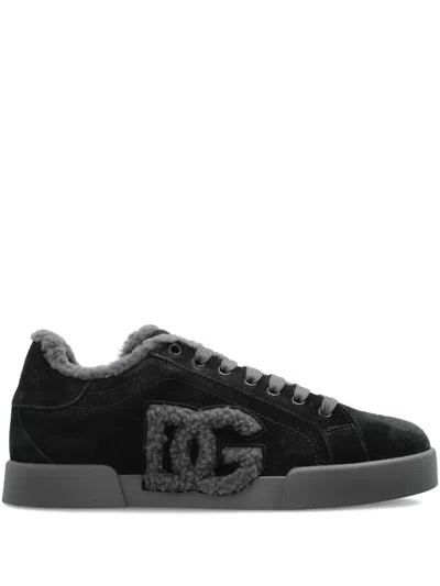 DOLCE & GABBANA LOGO-DETAIL SUEDE TRAINERS