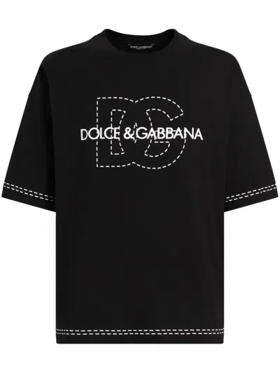 Dolce & Gabbana Relaxed Fit Logo T-shirt With Crewneck In Black