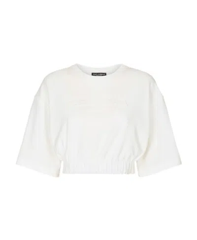 Dolce & Gabbana Chenille Top With Tonal-logo In S9995