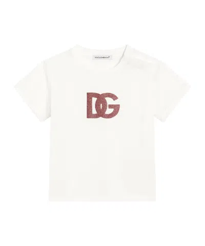 Dolce & Gabbana Kids' Cotton Dg Logo T-shirt In White
