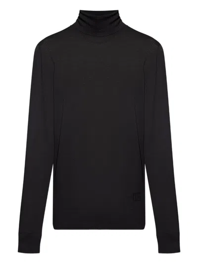 Dolce & Gabbana Logo-detail Turtleneck Sweater In Black