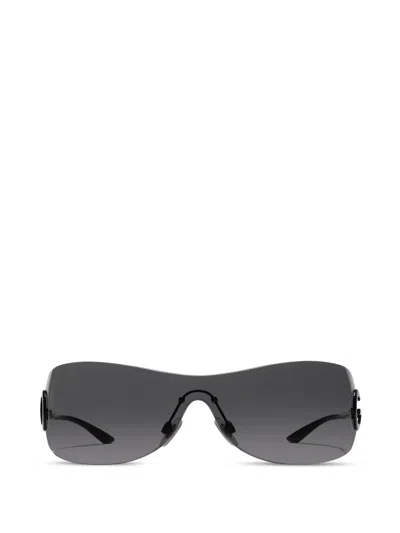 Dolce & Gabbana Logo-detail Wraparound Sunglasses In Black