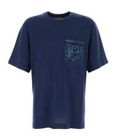 Dolce & Gabbana Dolce  Gabbana Logo Detailed Jersey T-shirt In Blue