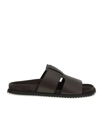 Dolce & Gabbana Dolce  Gabbana Logo Detailed Slides In Brown
