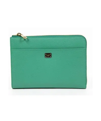 Dolce & Gabbana Logo Details Clutch In Green