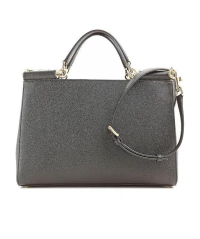 Dolce & Gabbana Logo Details Handbag In Black
