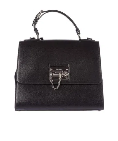 Dolce & Gabbana Logo Details Handbag In Black