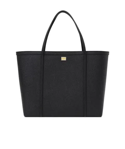 Dolce & Gabbana Logo Details Handbag In Black