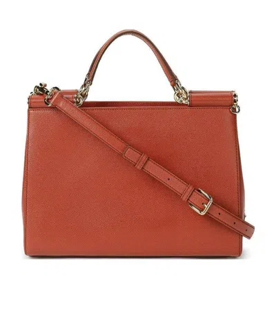 Dolce & Gabbana Logo Details Handbag In Brown