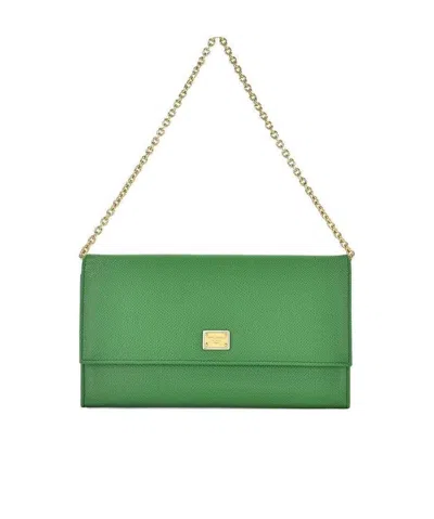 Dolce & Gabbana Logo Details Handbag In Green