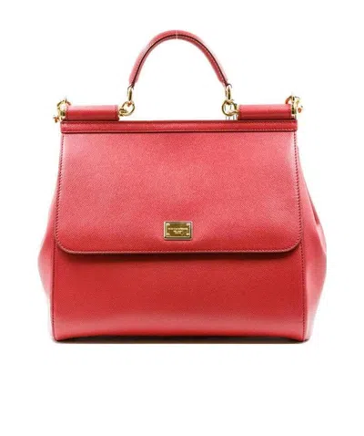 Dolce & Gabbana Logo Details Handbag In Red