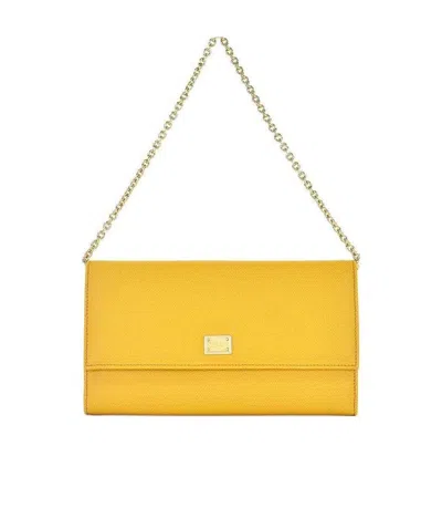 Dolce & Gabbana Logo Details Handbag In Yellow