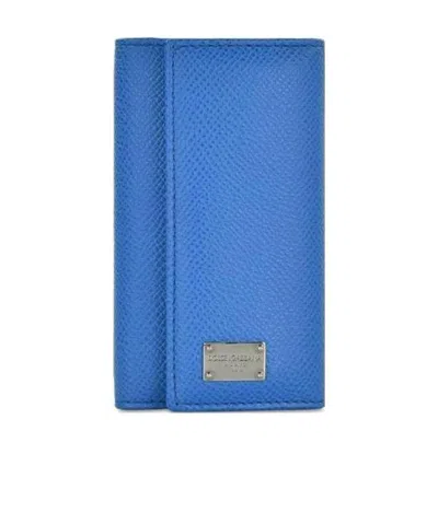 Dolce & Gabbana Logo Details Key Bag In Blue