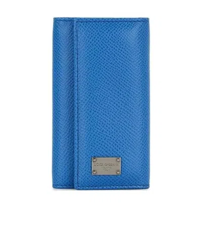 Dolce & Gabbana Logo Details Key Bag In Blue