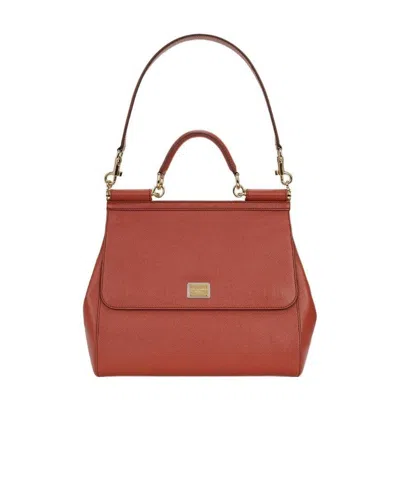 Dolce & Gabbana Logo Details Shoulder Bag In Brown