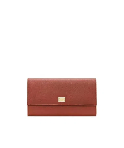 Dolce & Gabbana Logo Details Wallet In Brown