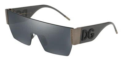 Pre-owned Dolce & Gabbana Logo Dg 2233 Black/grey Gold Graffiti (3277/k1) Sunglasses