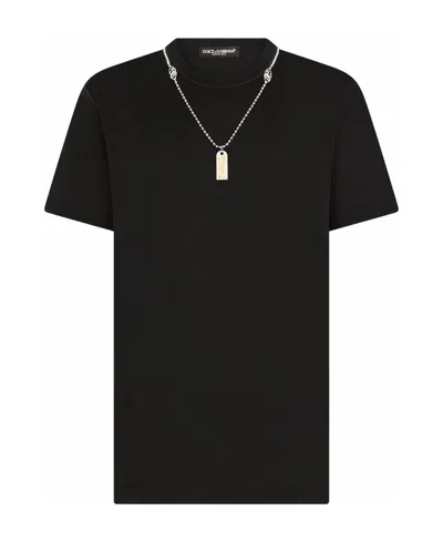 Dolce & Gabbana Logo Dog-tag T-shirt In Black
