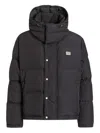 Dolce & Gabbana Ylon Twill Down Jacket With Logo Plate In Black