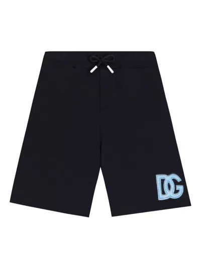 Dolce & Gabbana Kids' Logo Drawstring Shorts In Blue