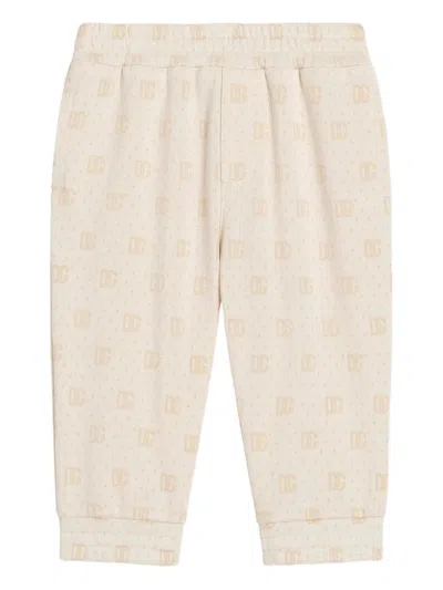 Dolce & Gabbana Babies' Logo Drawstring Trousers In Neutral
