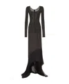 Dolce & Gabbana Long-sleeve Sheer Corset Maxi Dress In Black