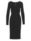 Dolce & Gabbana Milano Rib Midi Dress With Dg Logo In Black
