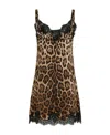 Dolce & Gabbana Leopard-print Satin Lingerie Slip With Lace Detailing In Brown