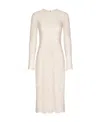 Dolce & Gabbana Long-sleeved Branded Stretch Lace Dress In White