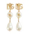 Dolce & Gabbana Drop Earrings With Pearls And Dg Logo In Gold