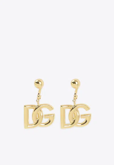 Dolce & Gabbana Logo Drop Earrings In Silver