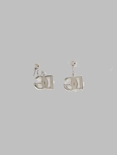 Dolce & Gabbana Logo Drop Earrings In Silver