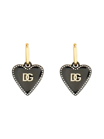 Dolce & Gabbana Logo Earrings In Black