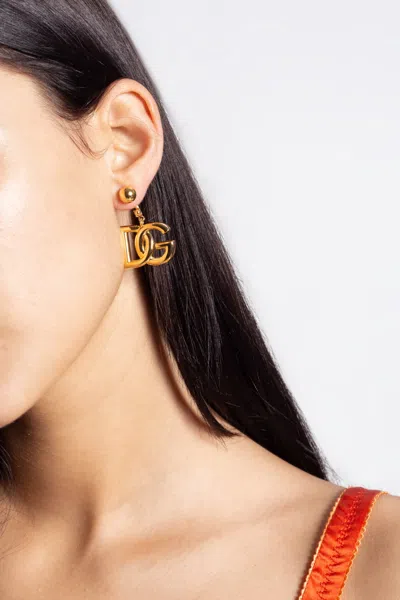 Dolce & Gabbana Logo Earrings In Gold