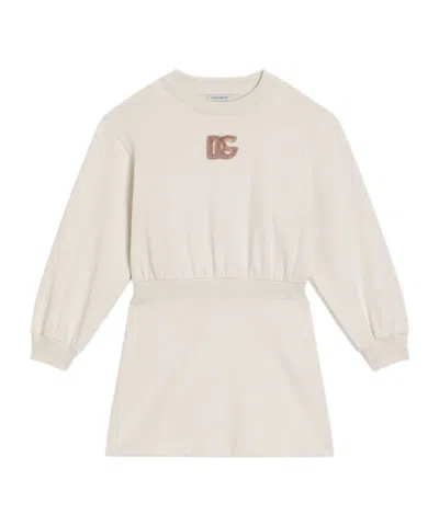 Dolce & Gabbana Kids' Logo-embellished Cotton Dress In Neutral